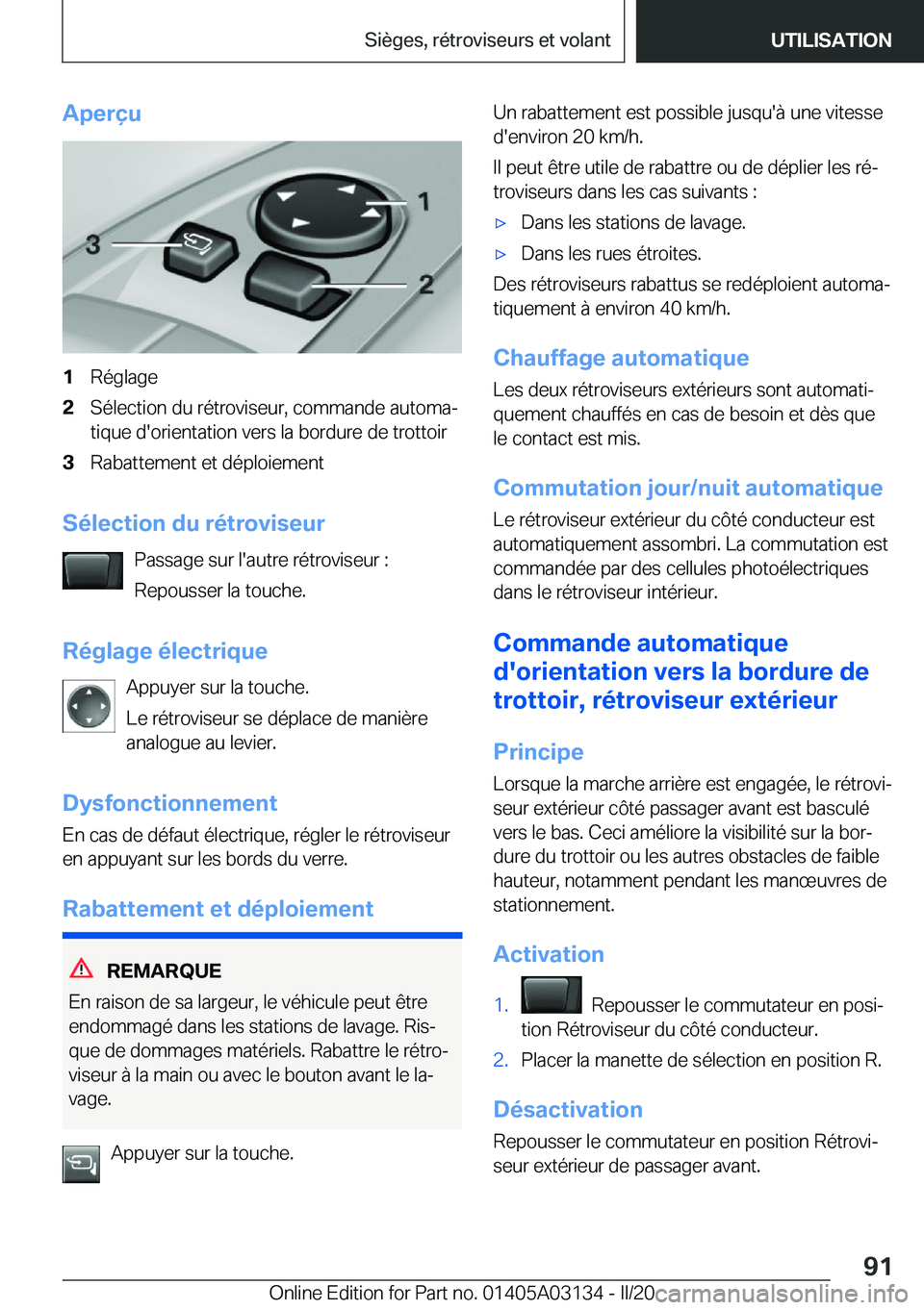 BMW M4 2020  Notices Demploi (in French) �A�p�e�r�ç�u�1�R�é�g�l�a�g�e�2�S�é�l�e�c�t�i�o�n��d�u��r�é�t�r�o�v�i�s�e�u�r�,��c�o�m�m�a�n�d�e��a�u�t�o�m�aj
�t�i�q�u�e��d�'�o�r�i�e�n�t�a�t�i�o�n��v�e�r�s��l�a��b�o�r�d�u�r�e��d�e�