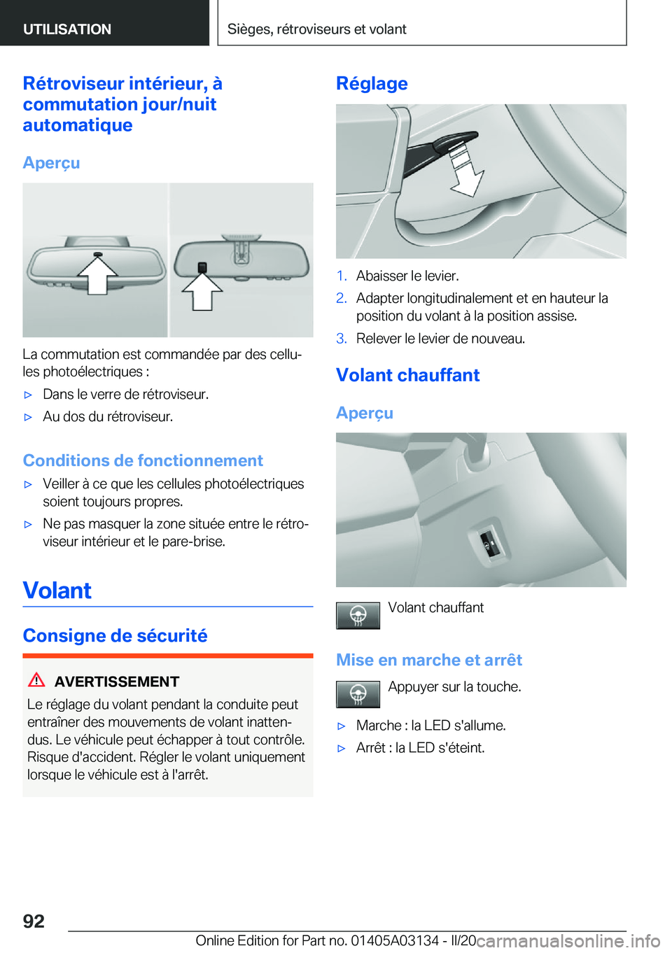 BMW M4 2020  Notices Demploi (in French) �R�é�t�r�o�v�i�s�e�u�r��i�n�t�é�r�i�e�u�r�,��