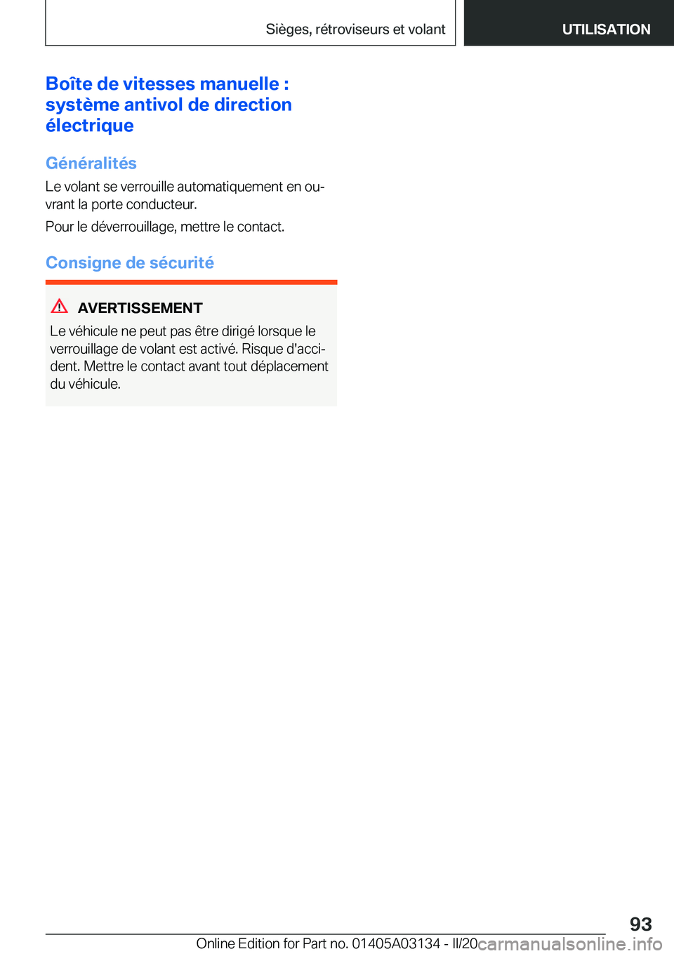 BMW M4 2020  Notices Demploi (in French) �B�o�