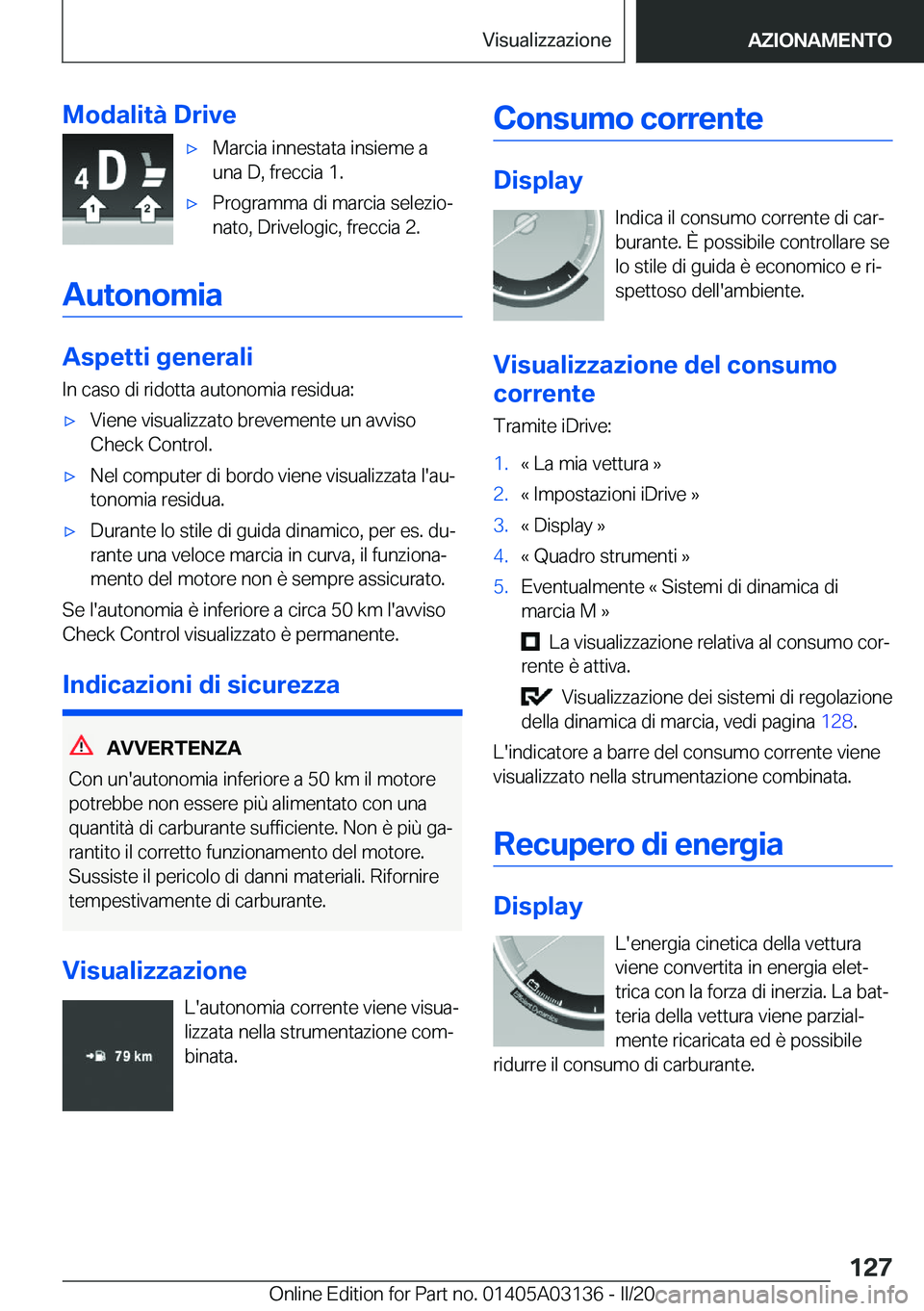 BMW M4 2020  Libretti Di Uso E manutenzione (in Italian) �M�o�d�a�l�i�t�