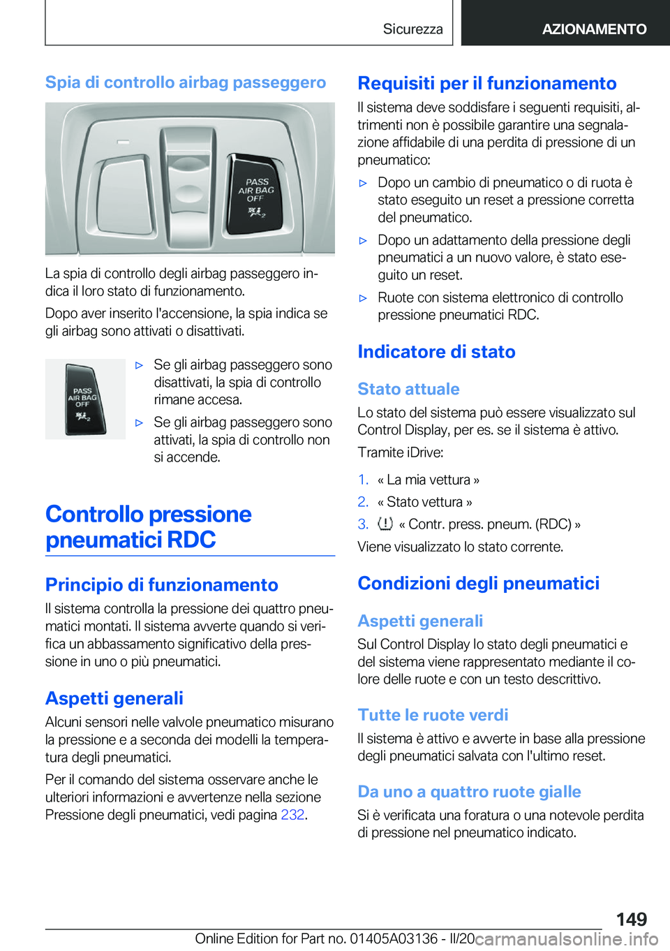 BMW M4 2020  Libretti Di Uso E manutenzione (in Italian) �S�p�i�a��d�i��c�o�n�t�r�o�l�l�o��a�i�r�b�a�g��p�a�s�s�e�g�g�e�r�o
�L�a��s�p�i�a��d�i��c�o�n�t�r�o�l�l�o��d�e�g�l�i��a�i�r�b�a�g��p�a�s�s�e�g�g�e�r�o��i�nª�d�i�c�a��i�l��l�o�r�o��s�t�a