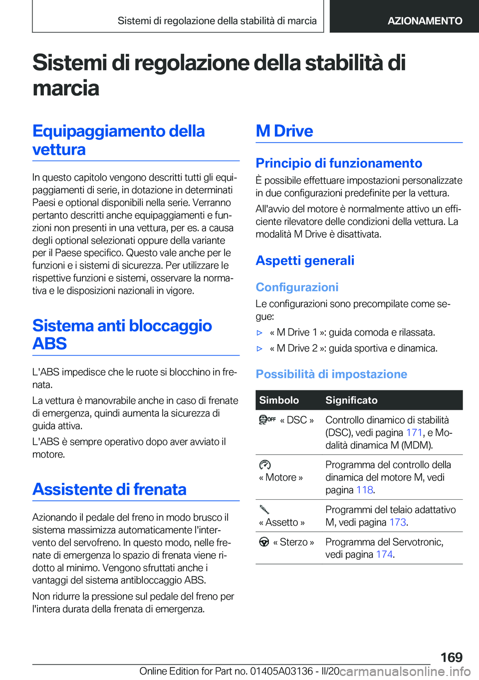 BMW M4 2020  Libretti Di Uso E manutenzione (in Italian) �S�i�s�t�e�m�i��d�i��r�e�g�o�l�a�z�i�o�n�e��d�e�l�l�a��s�t�a�b�i�l�i�t�