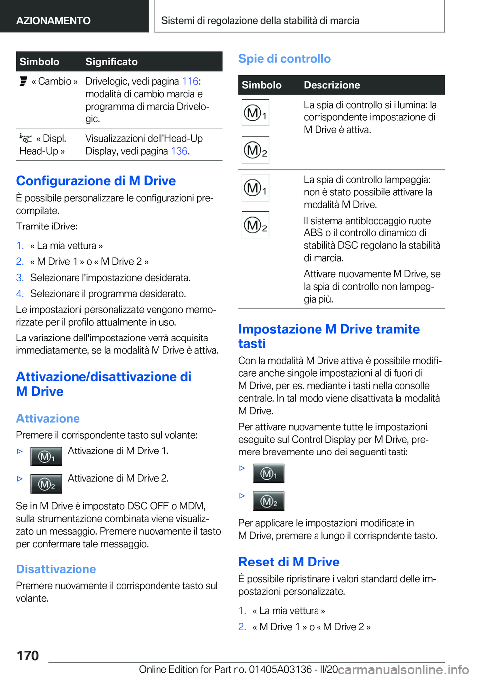 BMW M4 2020  Libretti Di Uso E manutenzione (in Italian) �S�i�m�b�o�l�o�S�i�g�n�i�f�i�c�a�t�o���«��C�a�m�b�i�o��{�D�r�i�v�e�l�o�g�i�c�,��v�e�d�i��p�a�g�i�n�a��1�1�6�:
�m�o�d�a�l�i�t�