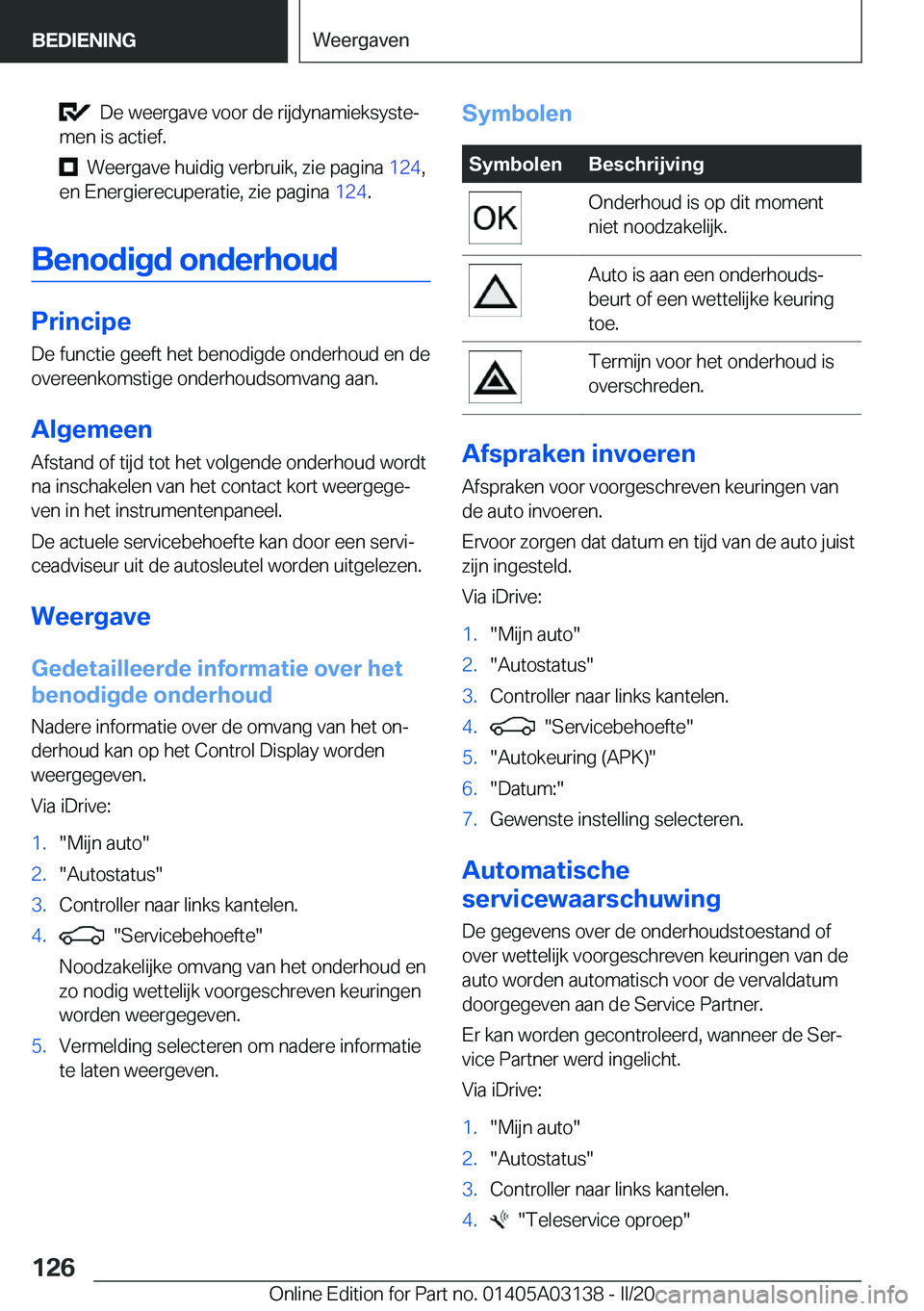 BMW M4 2020  Instructieboekjes (in Dutch) ���D�e��w�e�e�r�g�a�v�e��v�o�o�r��d�e��r�i�j�d�y�n�a�m�i�e�k�s�y�s�t�ej
�m�e�n��i�s��a�c�t�i�e�f�.
���W�e�e�r�g�a�v�e��h�u�i�d�i�g��v�e�r�b�r�u�i�k�,��z�i�e��p�a�g�i�n�a� �1�2�4�,
�e�n