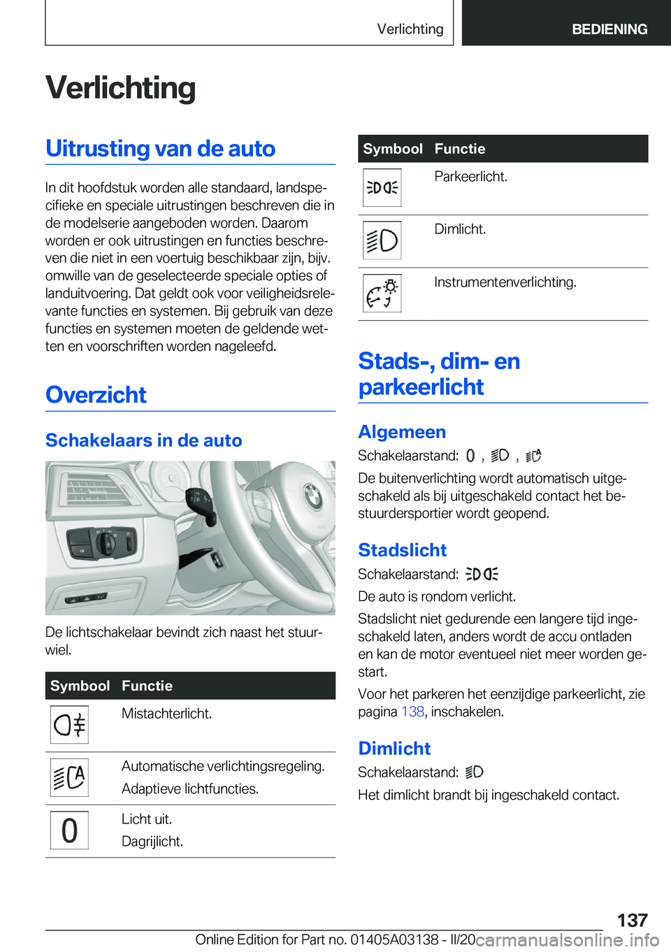 BMW M4 2020  Instructieboekjes (in Dutch) �V�e�r�l�i�c�h�t�i�n�g�U�i�t�r�u�s�t�i�n�g��v�a�n��d�e��a�u�t�o
�I�n��d�i�t��h�o�o�f�d�s�t�u�k��w�o�r�d�e�n��a�l�l�e��s�t�a�n�d�a�a�r�d�,��l�a�n�d�s�p�ej�c�i�f�i�e�k�e��e�n��s�p�e�c�i�a�l�