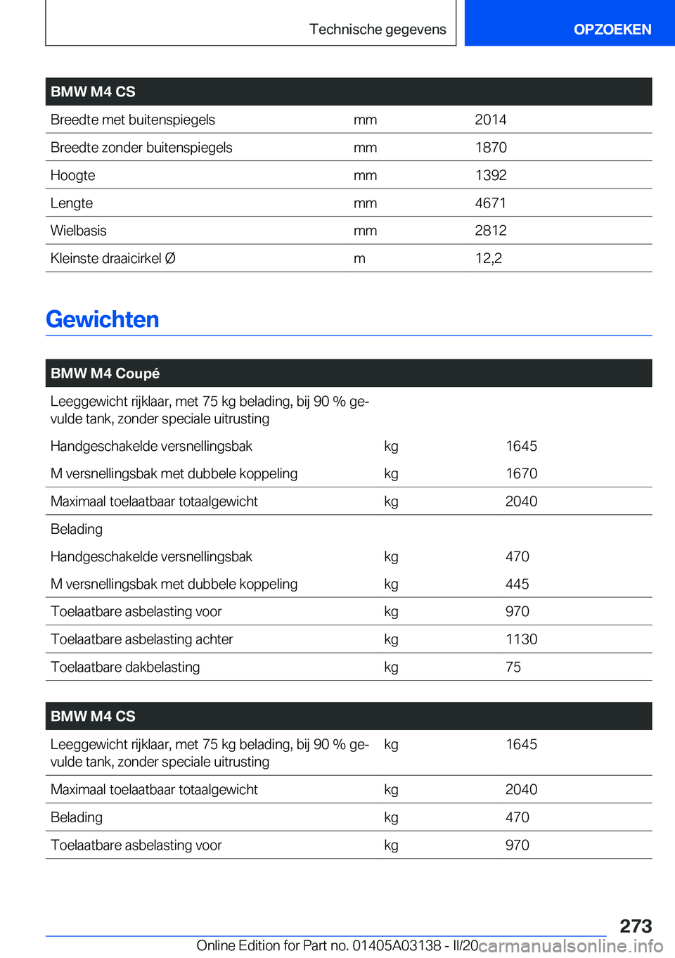 BMW M4 2020  Instructieboekjes (in Dutch) �B�M�W��M�4��C�S�B�r�e�e�d�t�e��m�e�t��b�u�i�t�e�n�s�p�i�e�g�e�l�s�m�m�2�0�1�4�B�r�e�e�d�t�e��z�o�n�d�e�r��b�u�i�t�e�n�s�p�i�e�g�e�l�s�m�m�1�8�7�0�H�o�o�g�t�e�m�m�1�3�9�2�L�e�n�g�t�e�m�m�4�6�7�1