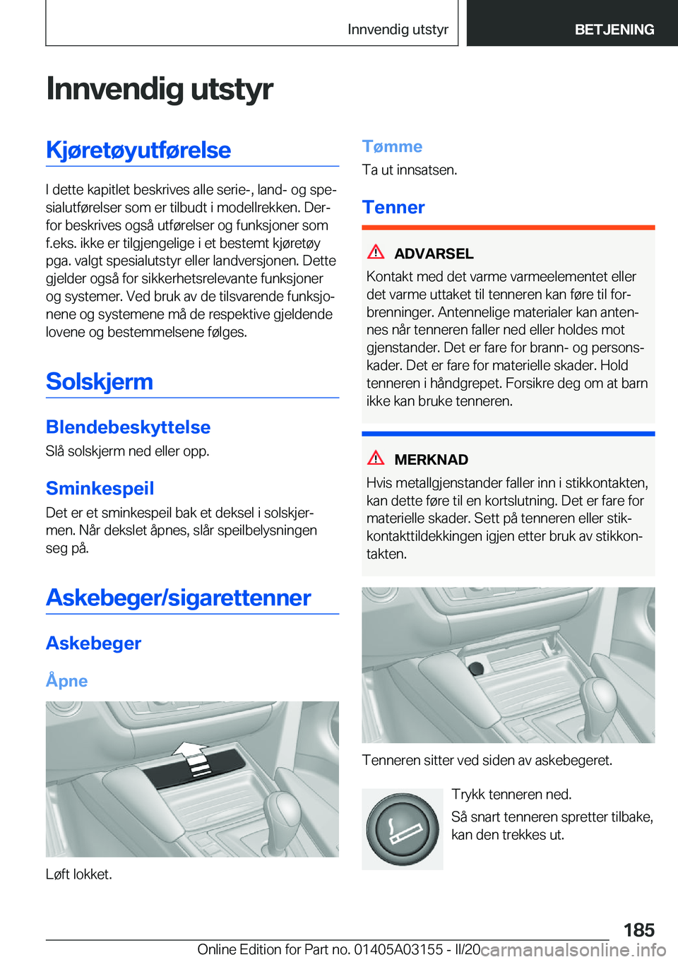 BMW M4 2020  InstruksjonsbØker (in Norwegian) �I�n�n�v�e�n�d�i�g��u�t�s�t�y�r�K�j�