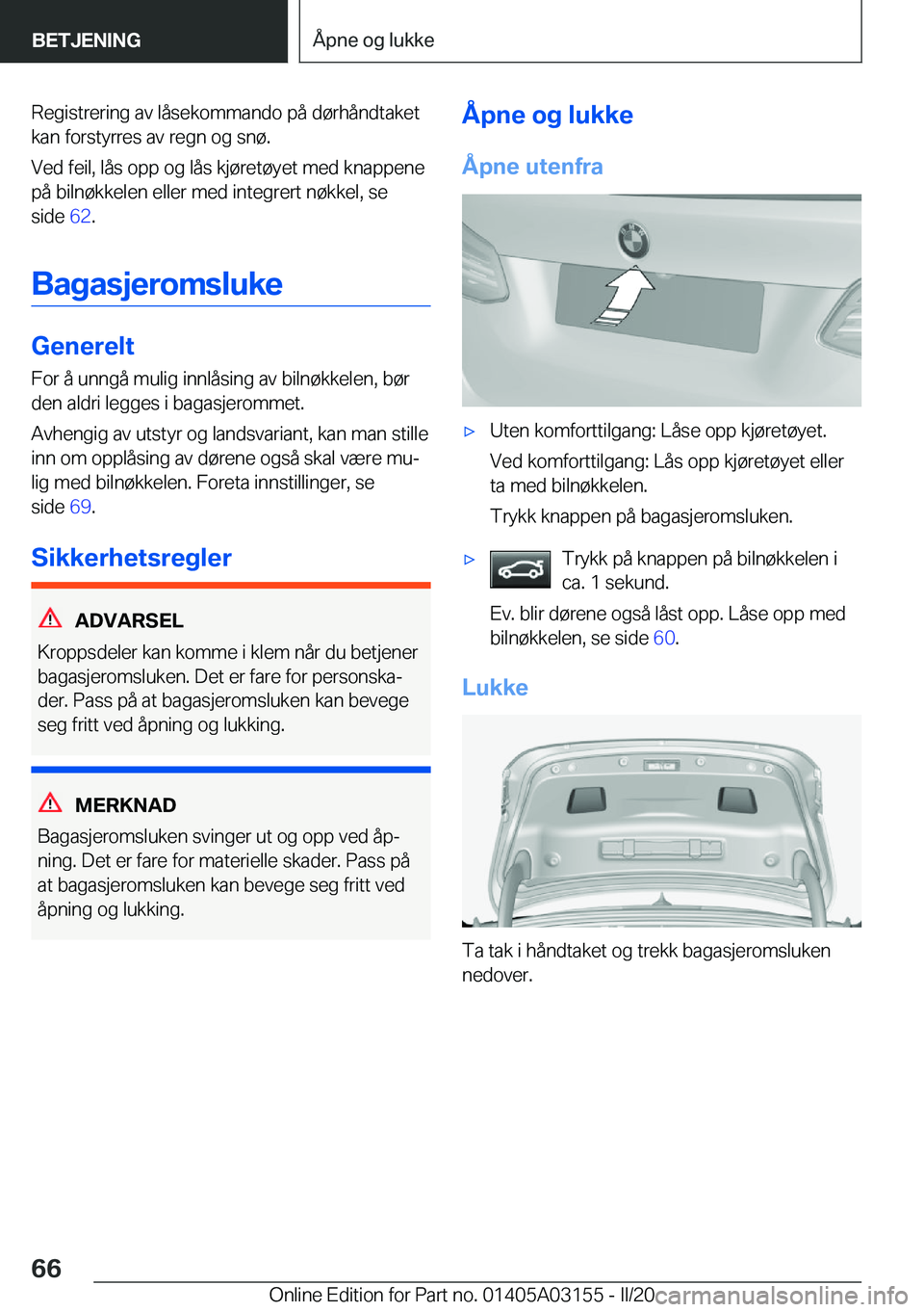 BMW M4 2020  InstruksjonsbØker (in Norwegian) �R�e�g�i�s�t�r�e�r�i�n�g��a�v��l�å�s�e�k�o�m�m�a�n�d�o��p�å��d�