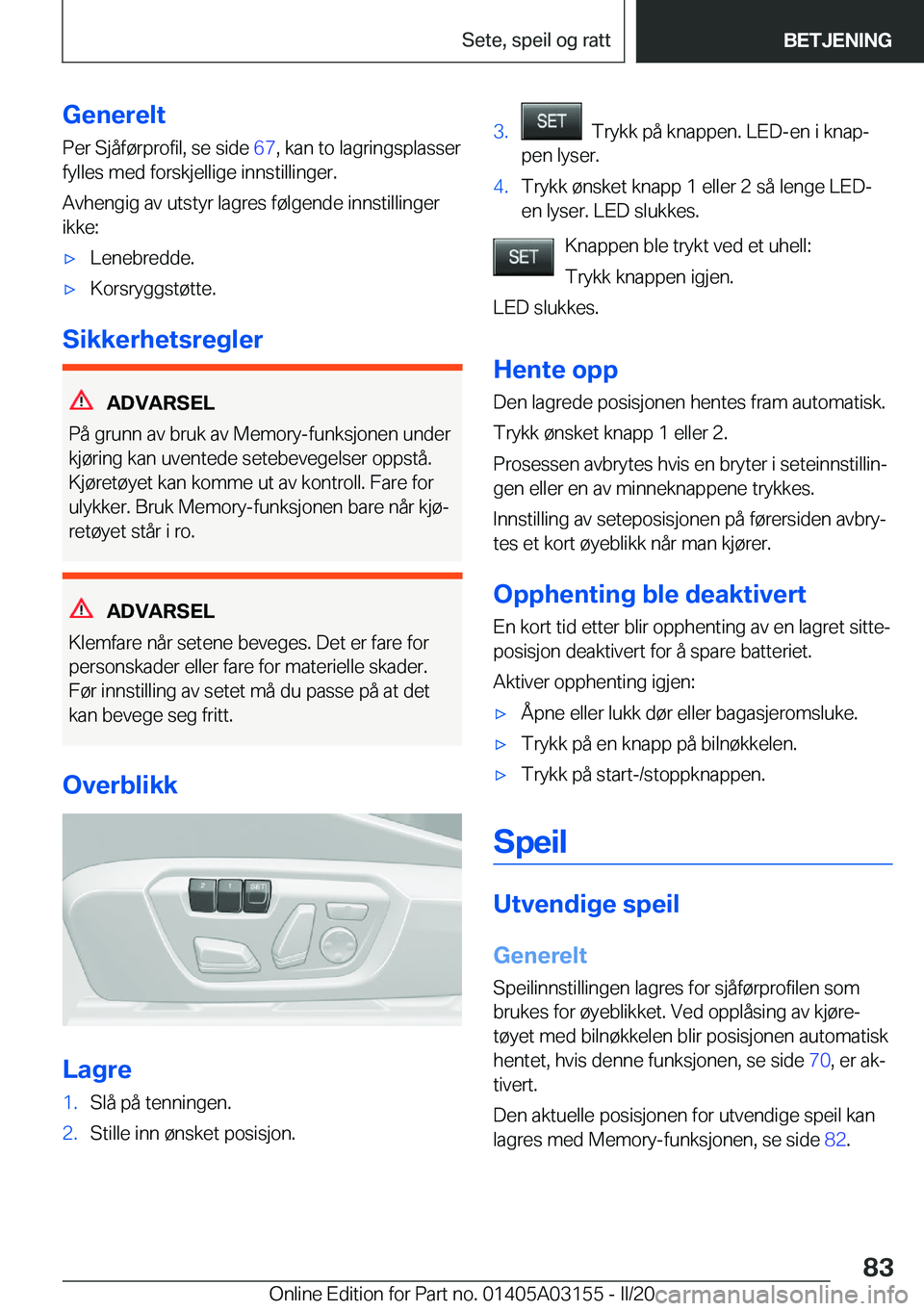 BMW M4 2020  InstruksjonsbØker (in Norwegian) �G�e�n�e�r�e�l�t�P�e�r��S�j�å�f�