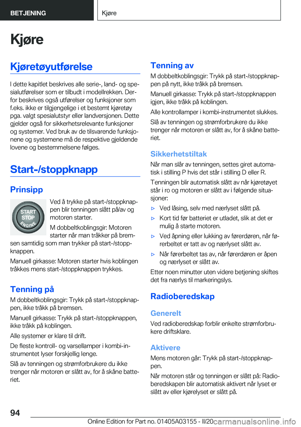 BMW M4 2020  InstruksjonsbØker (in Norwegian) �K�j�
