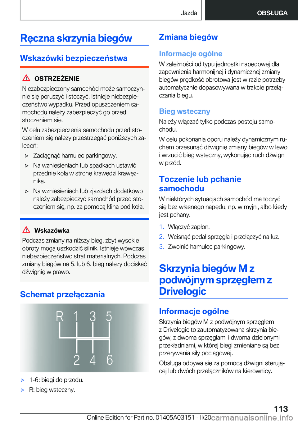 BMW M4 2020  Instrukcja obsługi (in Polish) �R�