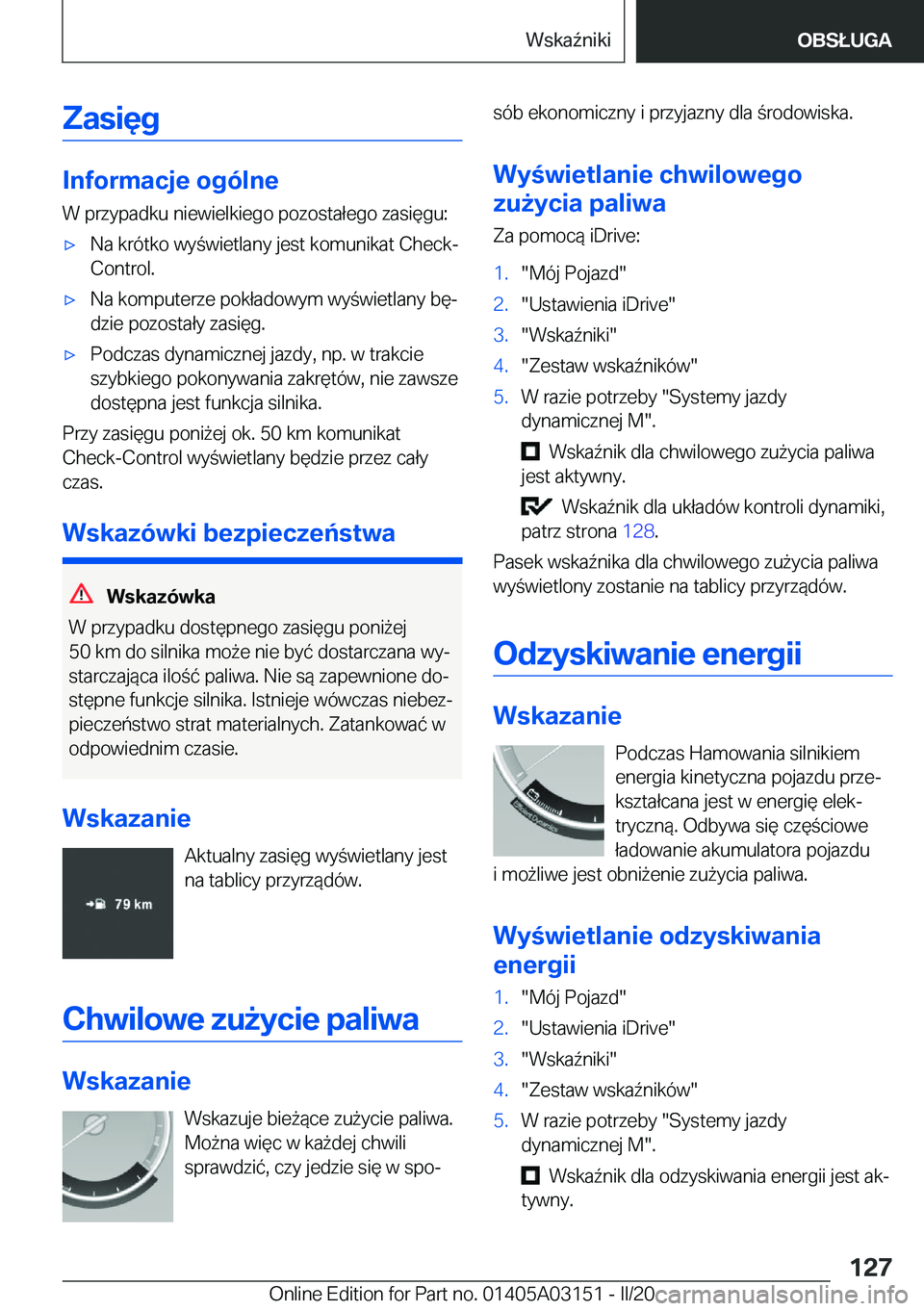 BMW M4 2020  Instrukcja obsługi (in Polish) �Z�a�s�i�