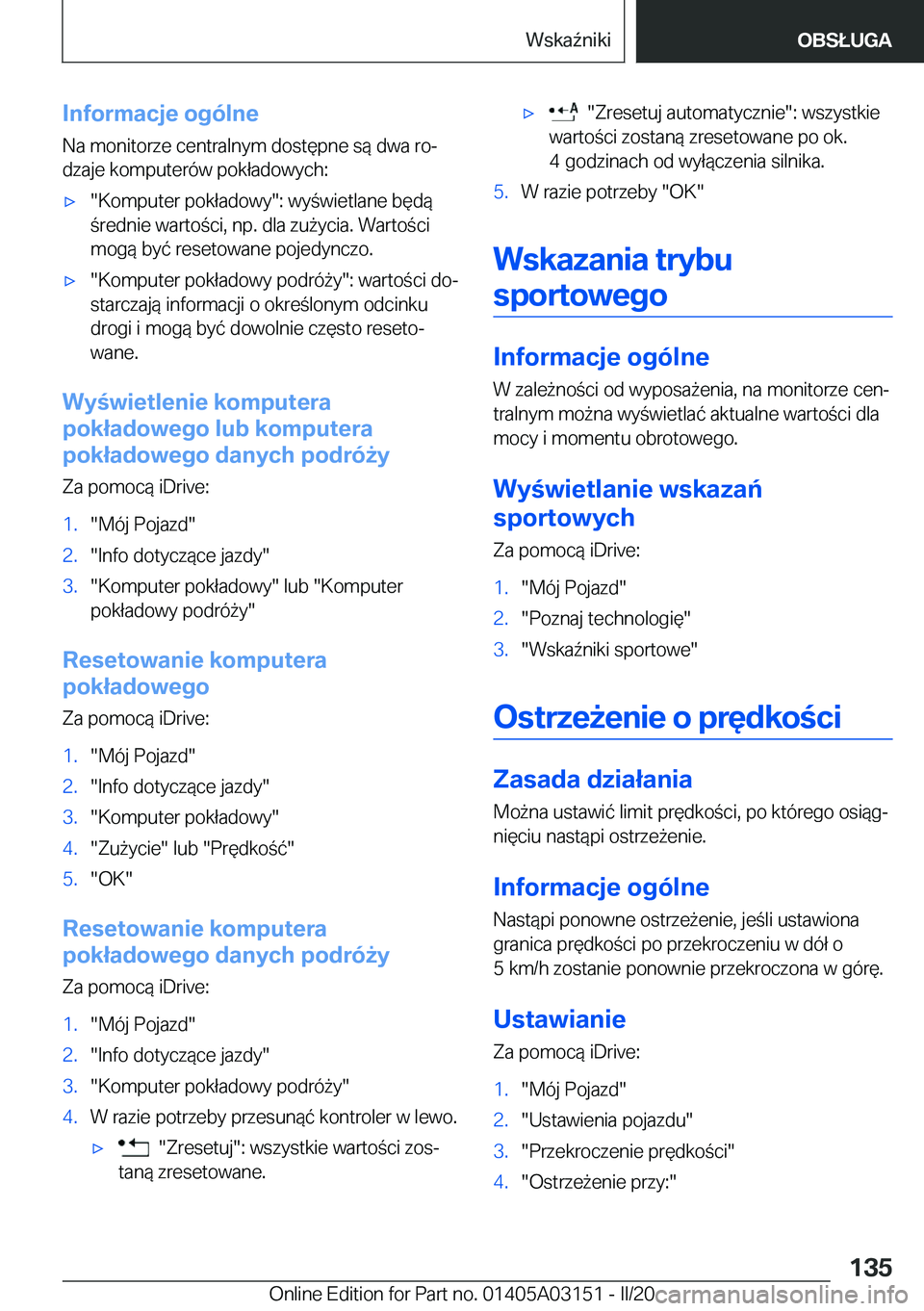 BMW M4 2020  Instrukcja obsługi (in Polish) �I�n�f�o�r�m�a�c�j�e��o�g�