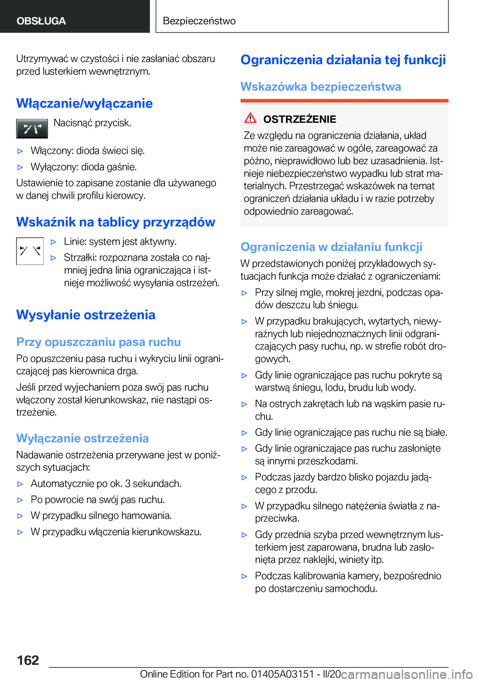 BMW M4 2020  Instrukcja obsługi (in Polish) �U�t�r�z�y�m�y�w�a�