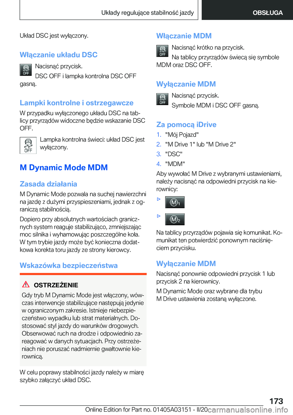 BMW M4 2020  Instrukcja obsługi (in Polish) �U�k�ł�a�d��D�S�C��j�e�s�t��w�y�ł�