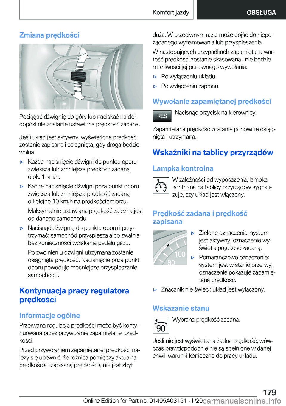 BMW M4 2020  Instrukcja obsługi (in Polish) �Z�m�i�a�n�a��p�r�