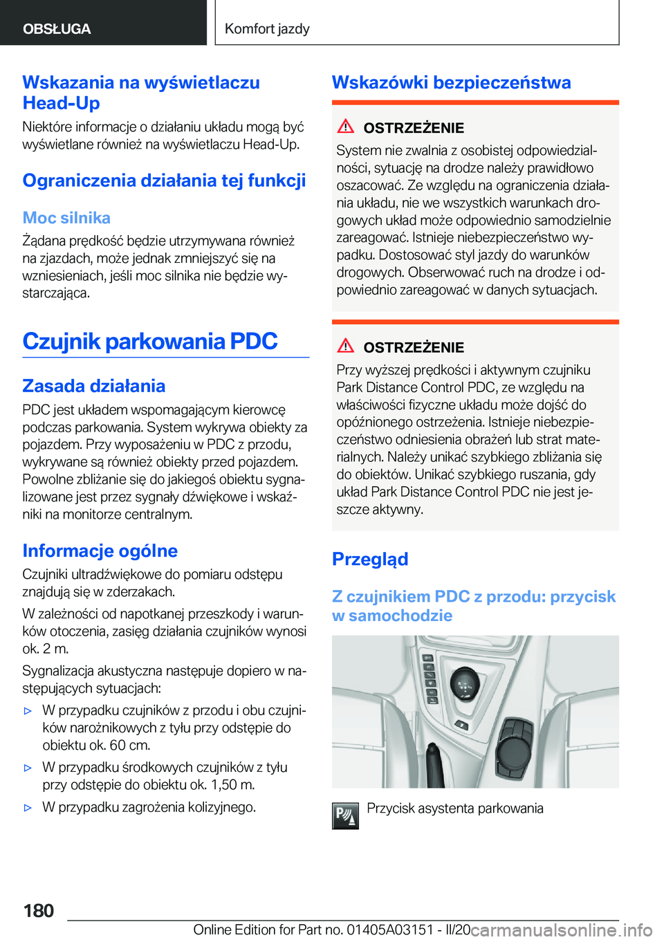 BMW M4 2020  Instrukcja obsługi (in Polish) �W�s�k�a�z�a�n�i�a��n�a��w�y�w�i�e�t�l�a�c�z�u
�H�e�a�d�-�U�p
�N�i�e�k�t�
