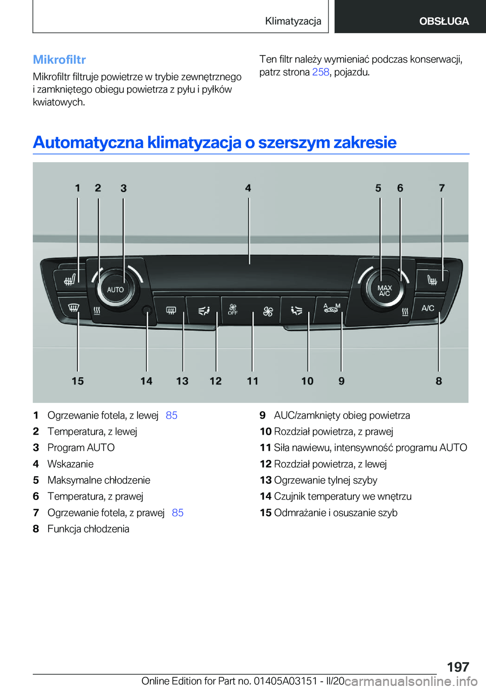 BMW M4 2020  Instrukcja obsługi (in Polish) �M�i�k�r�o�f�i�l�t�r�M�i�k�r�o�f�i�l�t�r��f�i�l�t�r�u�j�e��p�o�w�i�e�t�r�z�e��w��t�r�y�b�i�e��z�e�w�n�