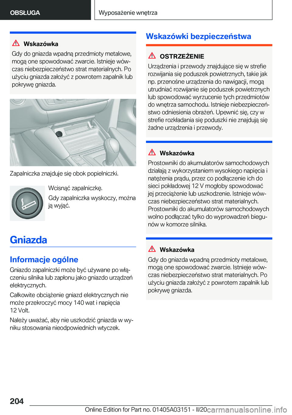 BMW M4 2020  Instrukcja obsługi (in Polish) �W�s�k�a�z�