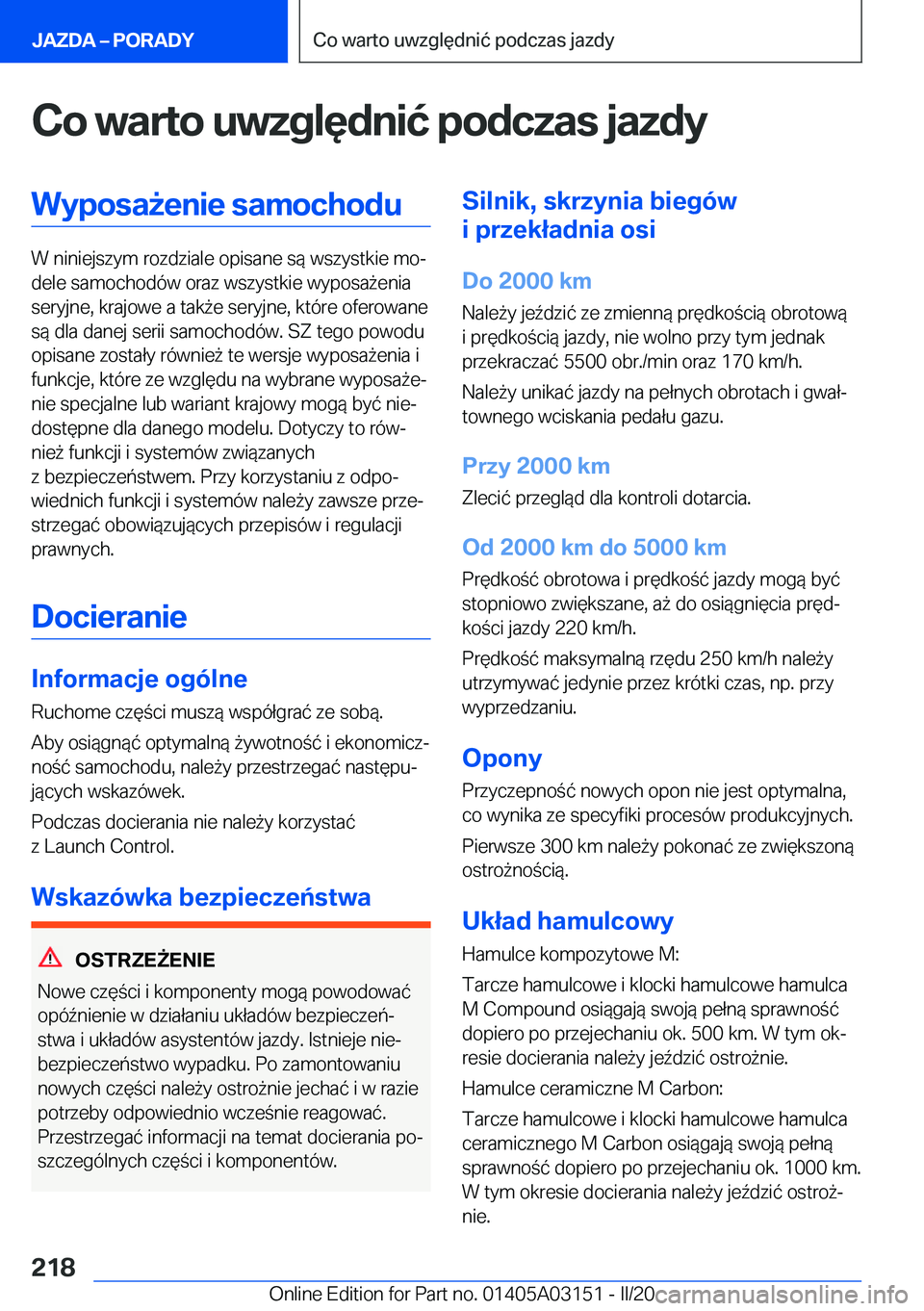 BMW M4 2020  Instrukcja obsługi (in Polish) �C�o��w�a�r�t�o��u�w�z�g�l�