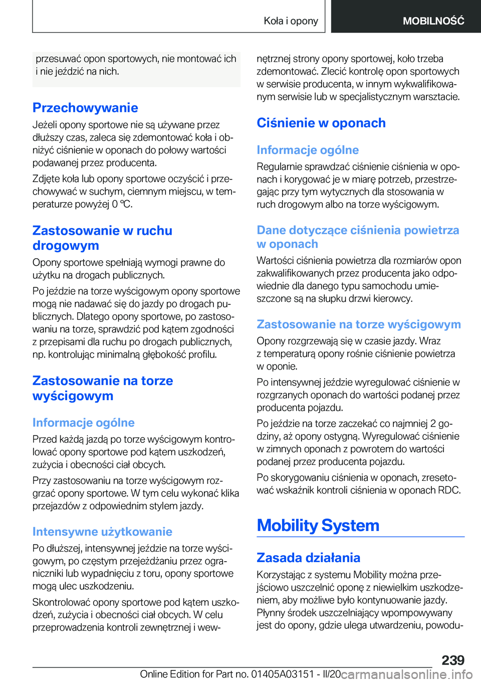 BMW M4 2020  Instrukcja obsługi (in Polish) �p�r�z�e�s�u�w�a�