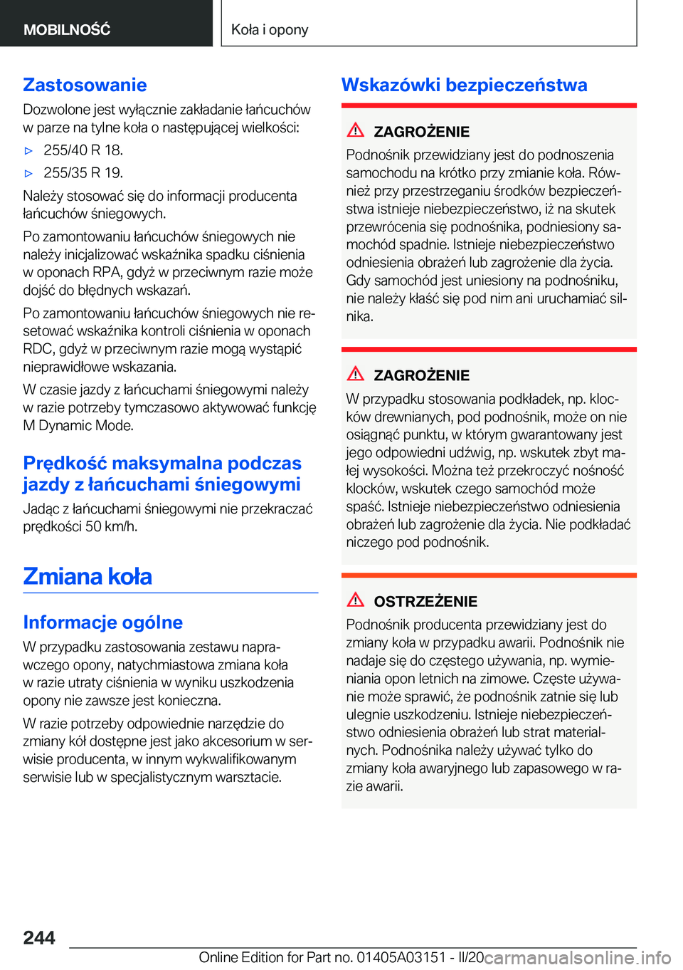 BMW M4 2020  Instrukcja obsługi (in Polish) �Z�a�s�t�o�s�o�w�a�n�i�e
�D�o�z�w�o�l�o�n�e��j�e�s�t��w�y�ł�