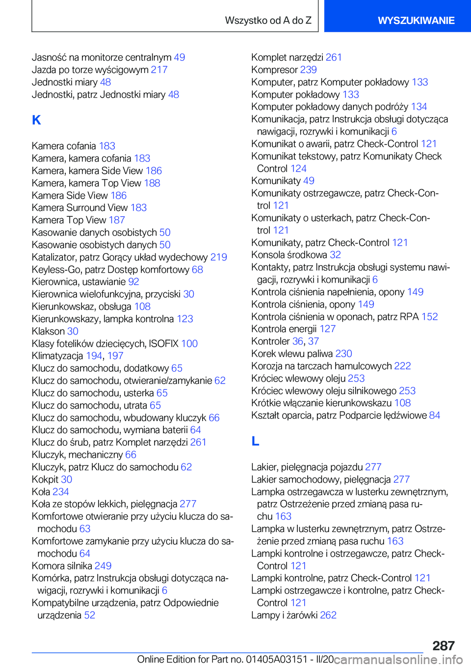 BMW M4 2020  Instrukcja obsługi (in Polish) �J�a�s�n�o�