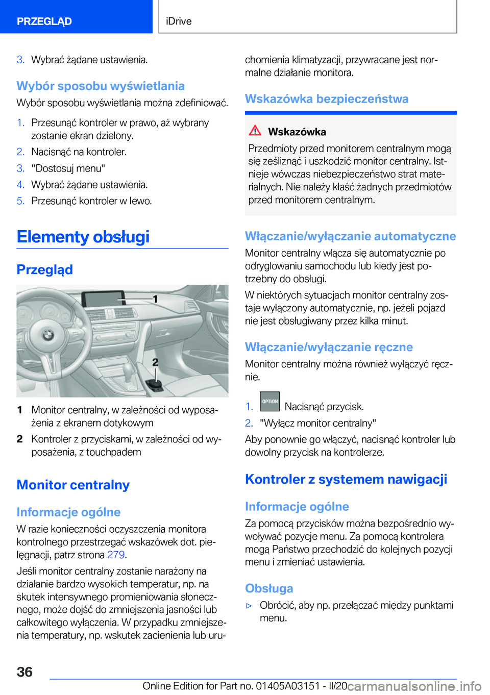 BMW M4 2020  Instrukcja obsługi (in Polish) �3�.�W�y�b�r�a�