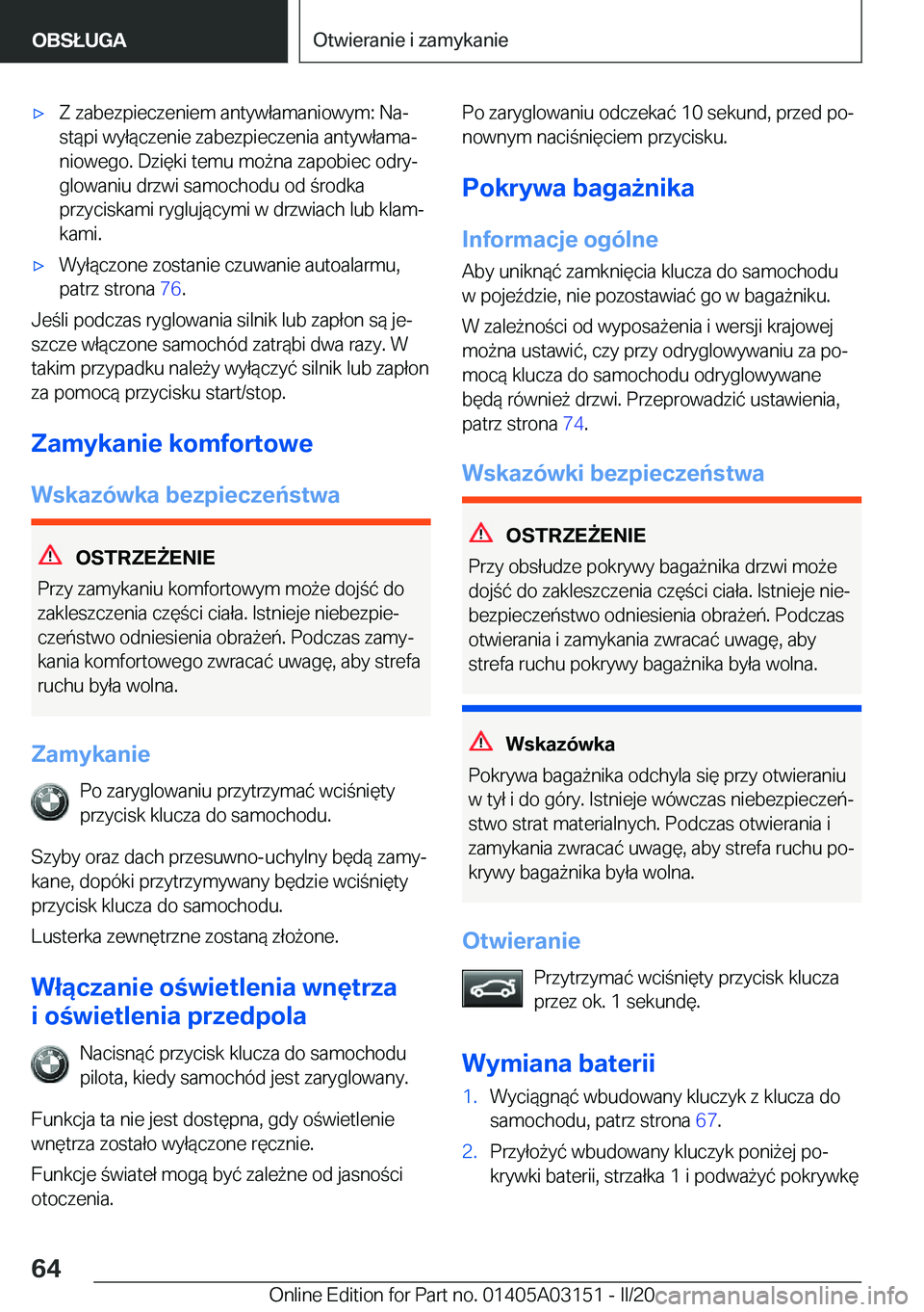 BMW M4 2020  Instrukcja obsługi (in Polish) 'x�Z��z�a�b�e�z�p�i�e�c�z�e�n�i�e�m��a�n�t�y�w�ł�a�m�a�n�i�o�w�y�m�:��N�aj�s�t�