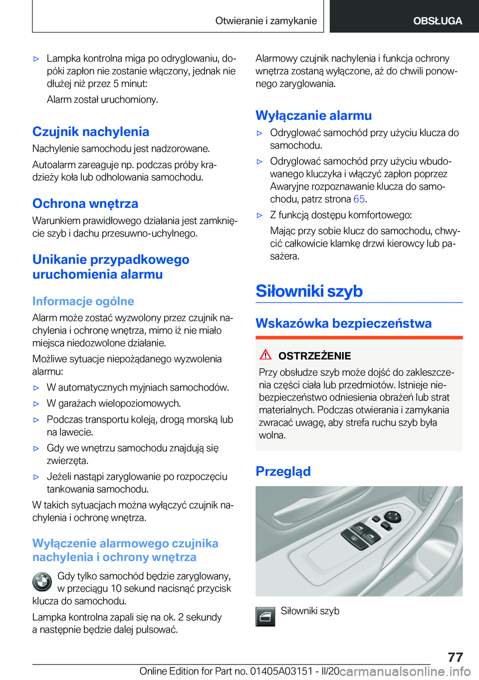 BMW M4 2020  Instrukcja obsługi (in Polish) 'x�L�a�m�p�k�a��k�o�n�t�r�o�l�n�a��m�i�g�a��p�o��o�d�r�y�g�l�o�w�a�n�i�u�,��d�oj�p�