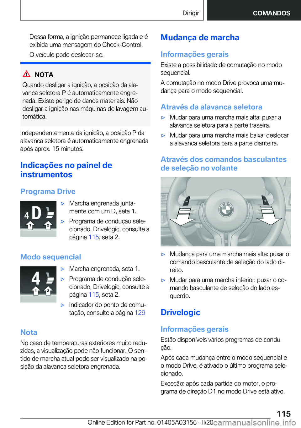 BMW M4 2020  Manual do condutor (in Portuguese) �D�e�s�s�a��f�o�r�m�a�,��a��i�g�n�i�