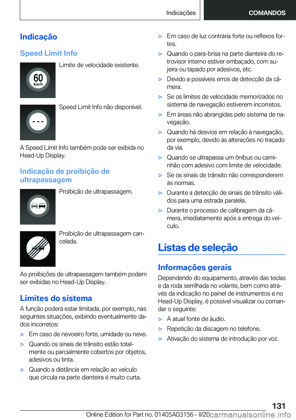 BMW M4 2020  Manual do condutor (in Portuguese) �I�n�d�i�c�a�