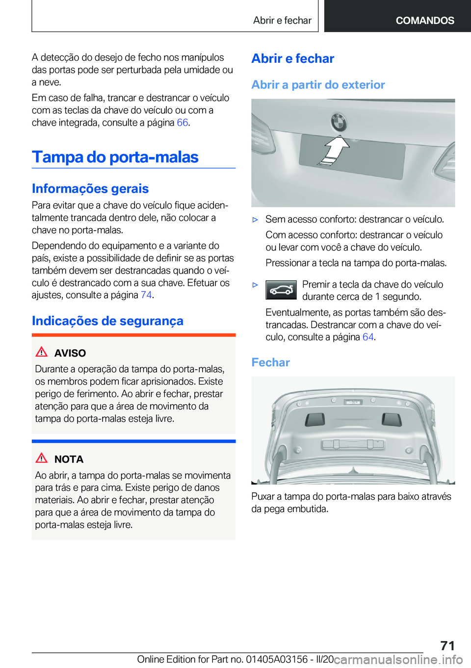 BMW M4 2020  Manual do condutor (in Portuguese) �A��d�e�t�e�c�