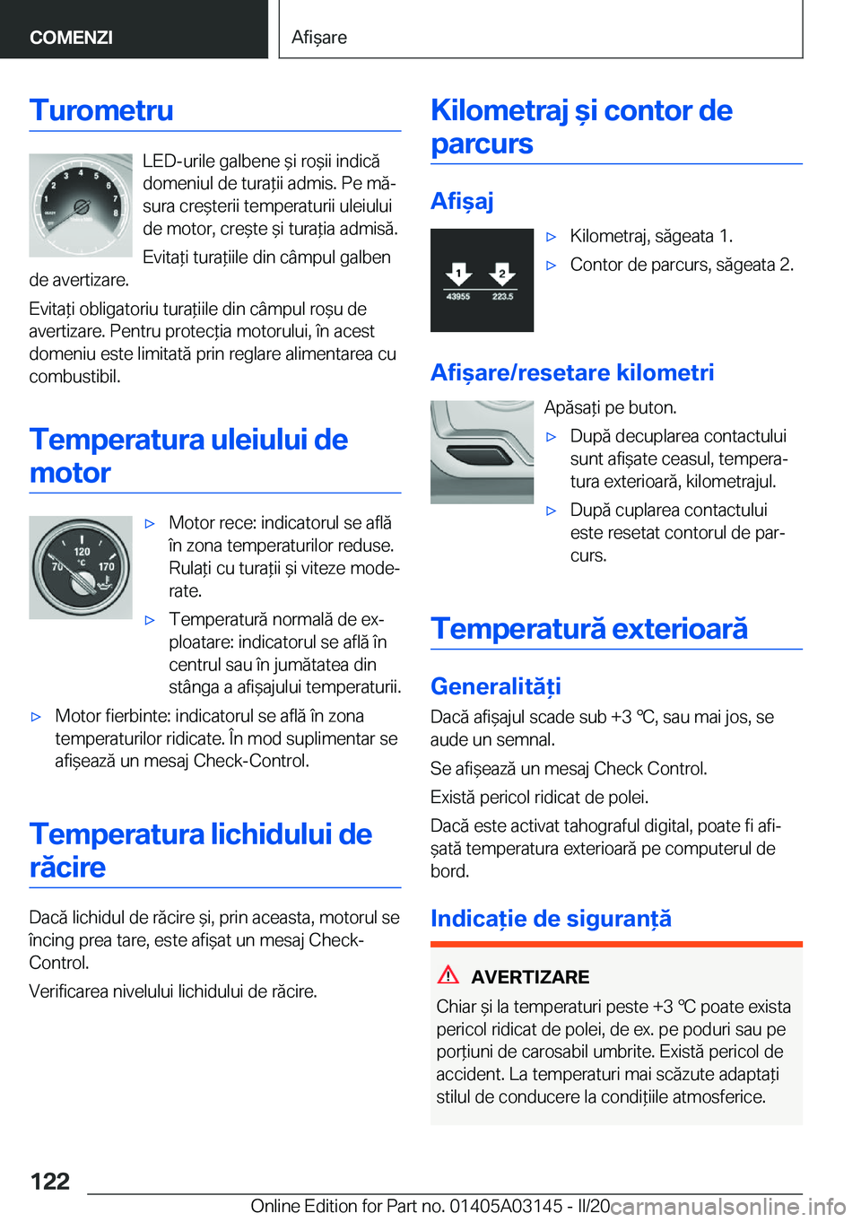 BMW M4 2020  Ghiduri De Utilizare (in Romanian) �T�u�r�o�m�e�t�r�u
�L�E�D�-�u�r�i�l�e��g�a�l�b�e�n�e�&�i��r�o&�i�i��i�n�d�i�c�