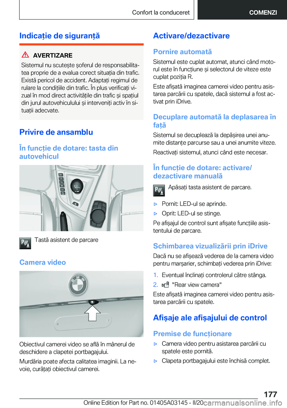 BMW M4 2020  Ghiduri De Utilizare (in Romanian) �I�n�d�i�c�a�i�e��d�e��s�i�g�u�r�a�n�