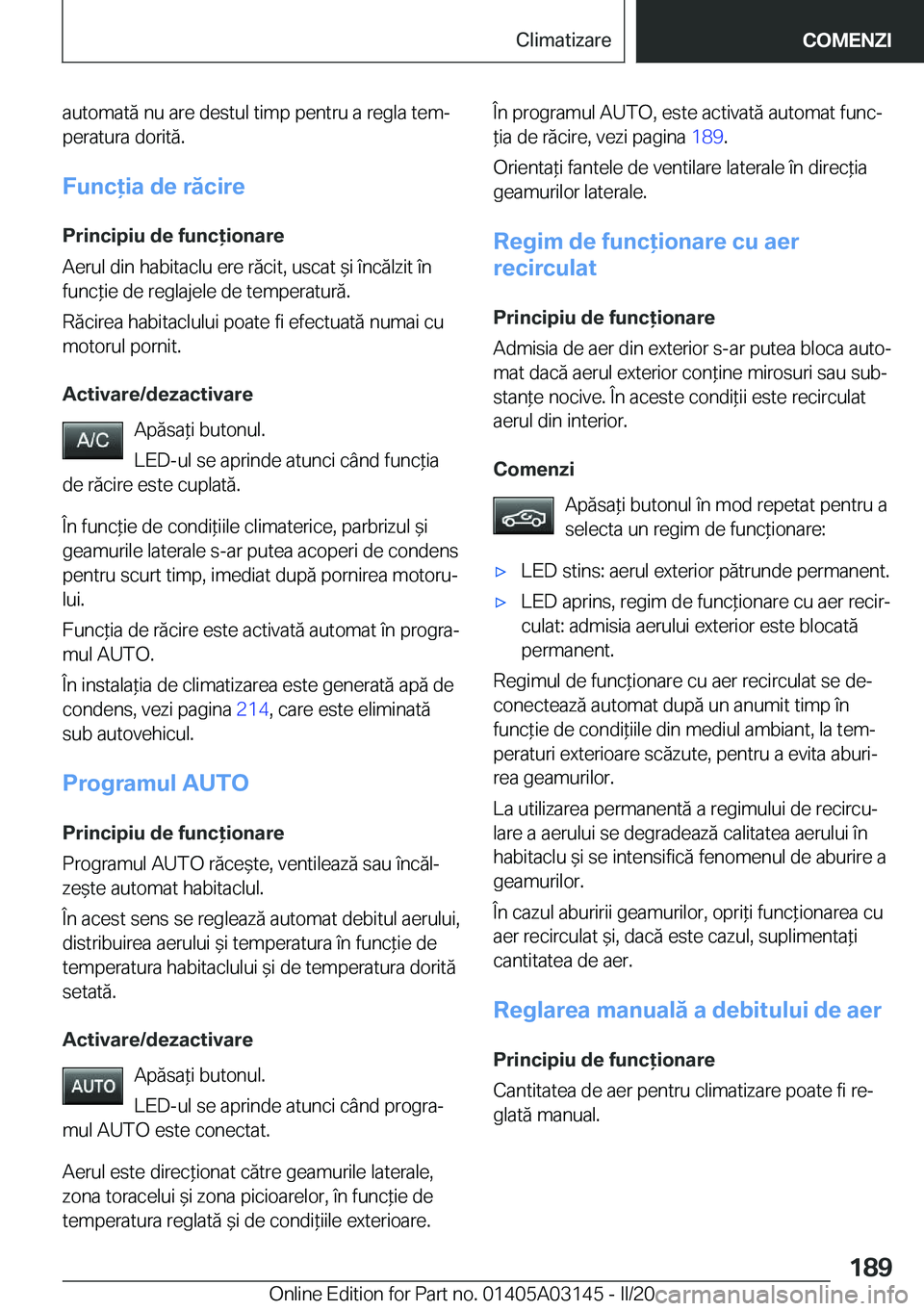 BMW M4 2020  Ghiduri De Utilizare (in Romanian) �a�u�t�o�m�a�t�