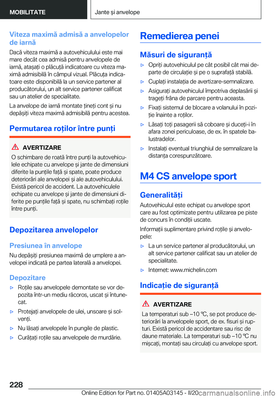 BMW M4 2020  Ghiduri De Utilizare (in Romanian) �V�i�t�e�z�a��m�a�x�i�m�