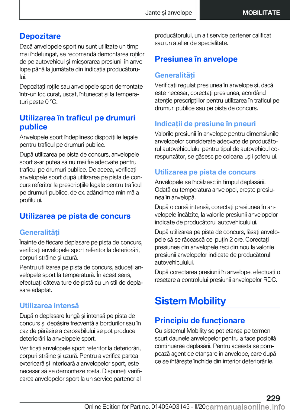 BMW M4 2020  Ghiduri De Utilizare (in Romanian) �D�e�p�o�z�i�t�a�r�e
�D�a�c�