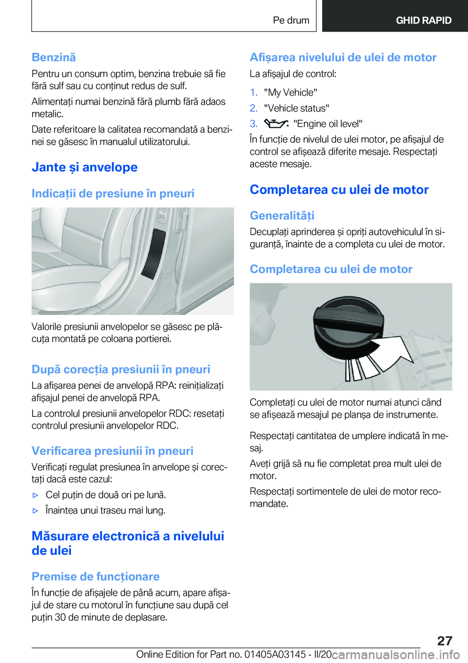 BMW M4 2020  Ghiduri De Utilizare (in Romanian) �B�e�n�z�i�n�