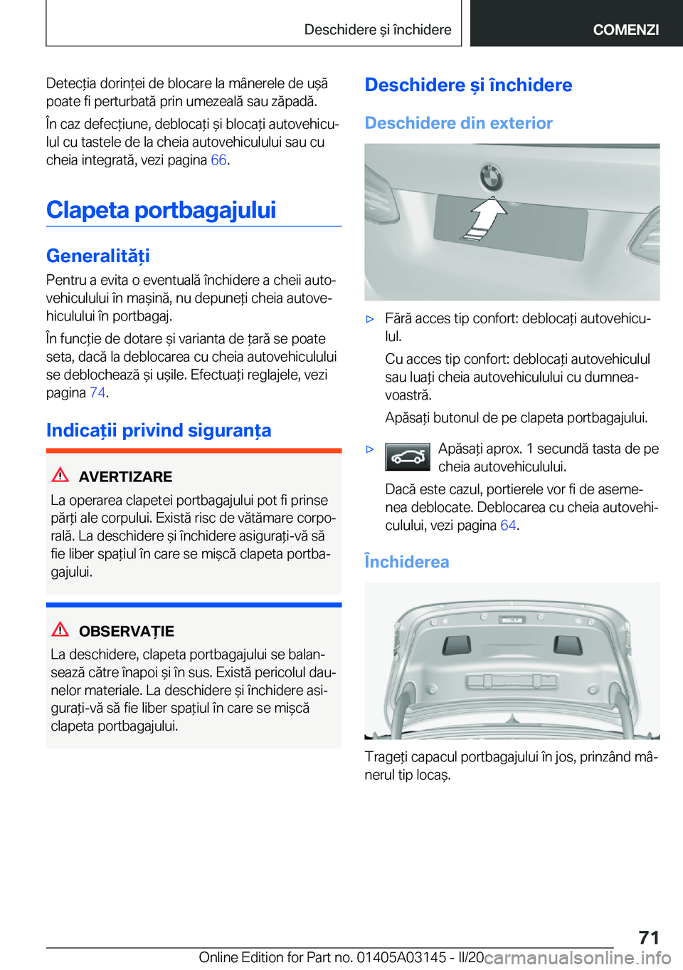 BMW M4 2020  Ghiduri De Utilizare (in Romanian) �D�e�t�e�c*�i�a��d�o�r�i�n*�e�i��d�e��b�l�o�c�a�r�e��l�a��m�