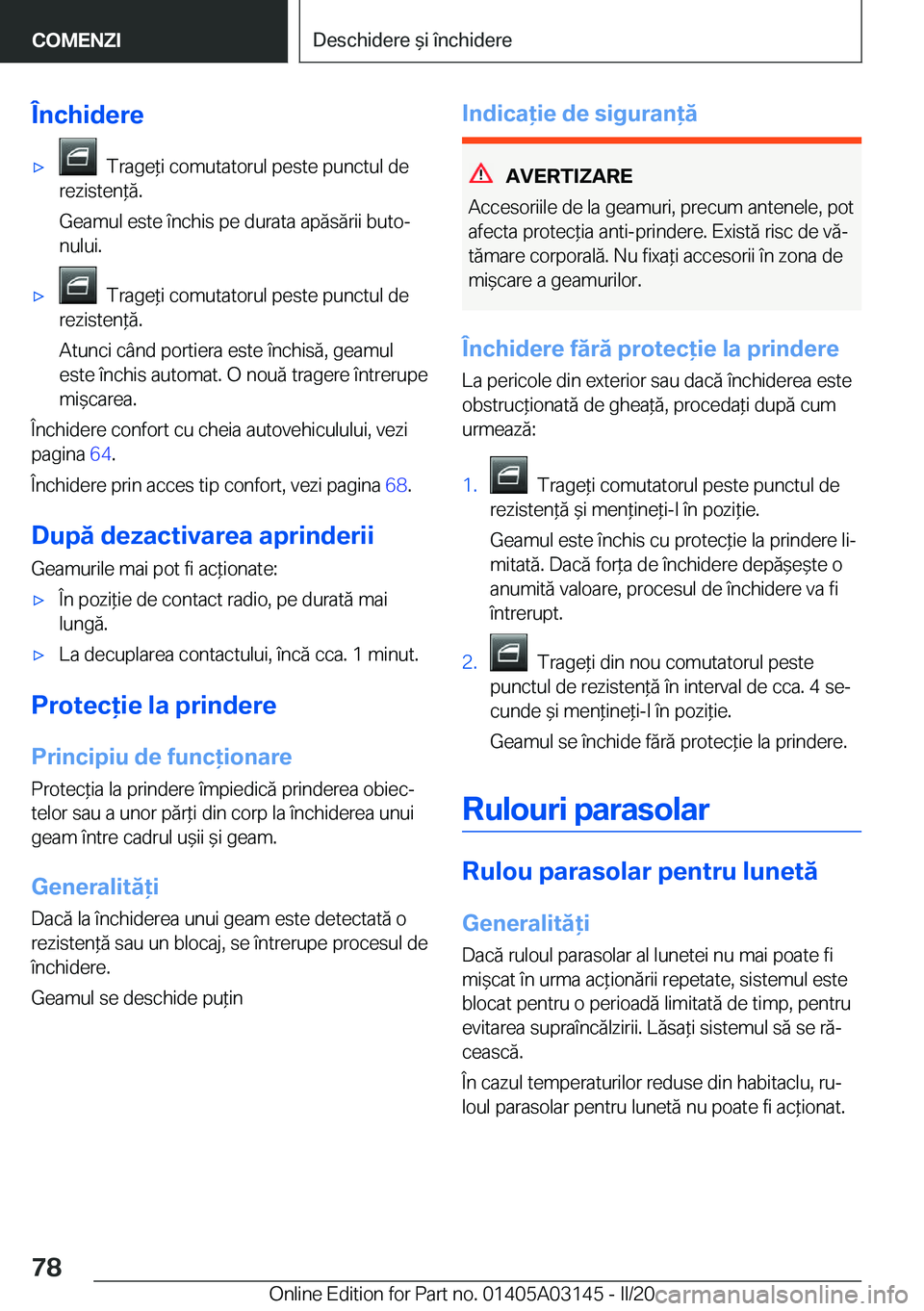 BMW M4 2020  Ghiduri De Utilizare (in Romanian) �