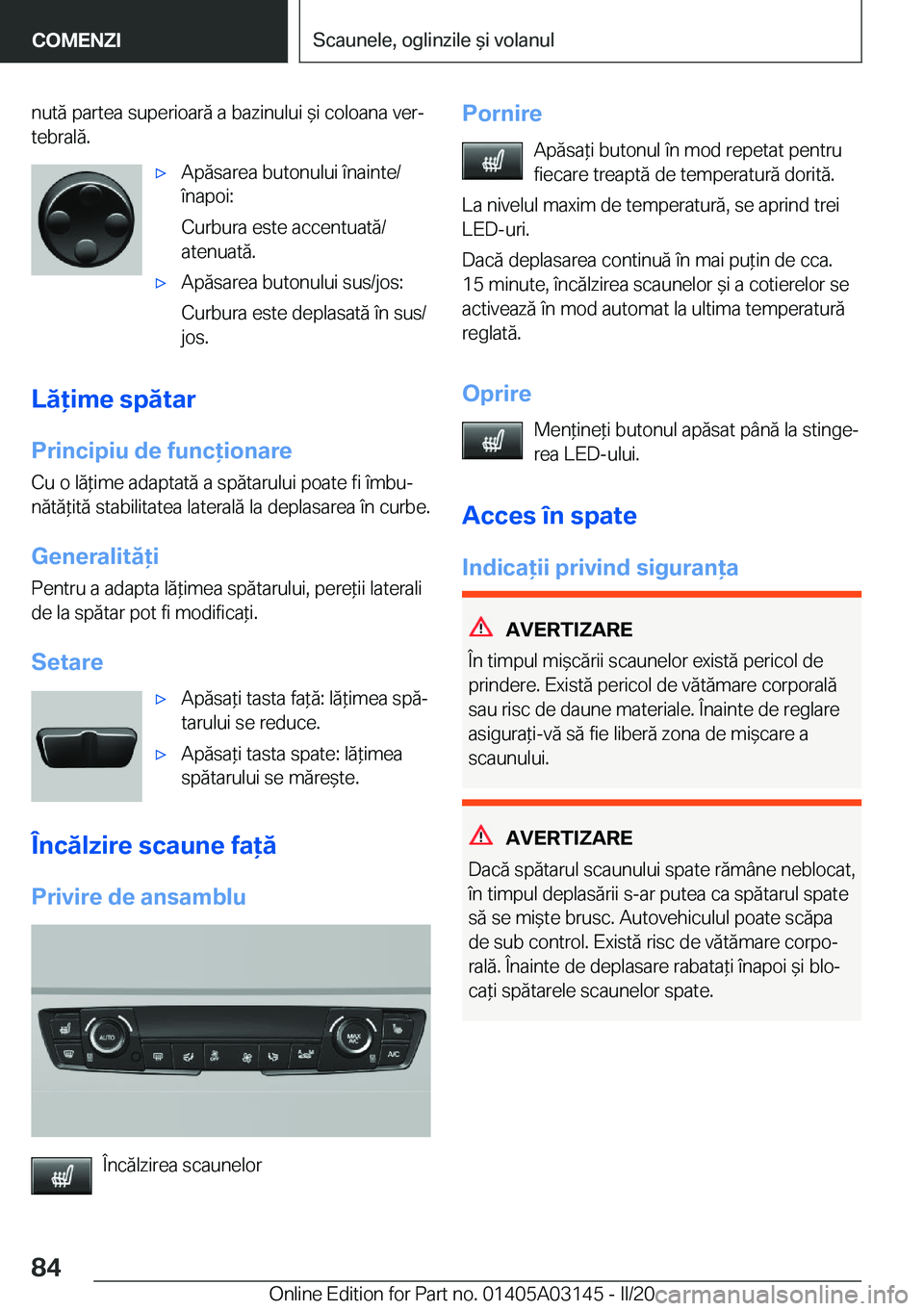BMW M4 2020  Ghiduri De Utilizare (in Romanian) �n�u�t�