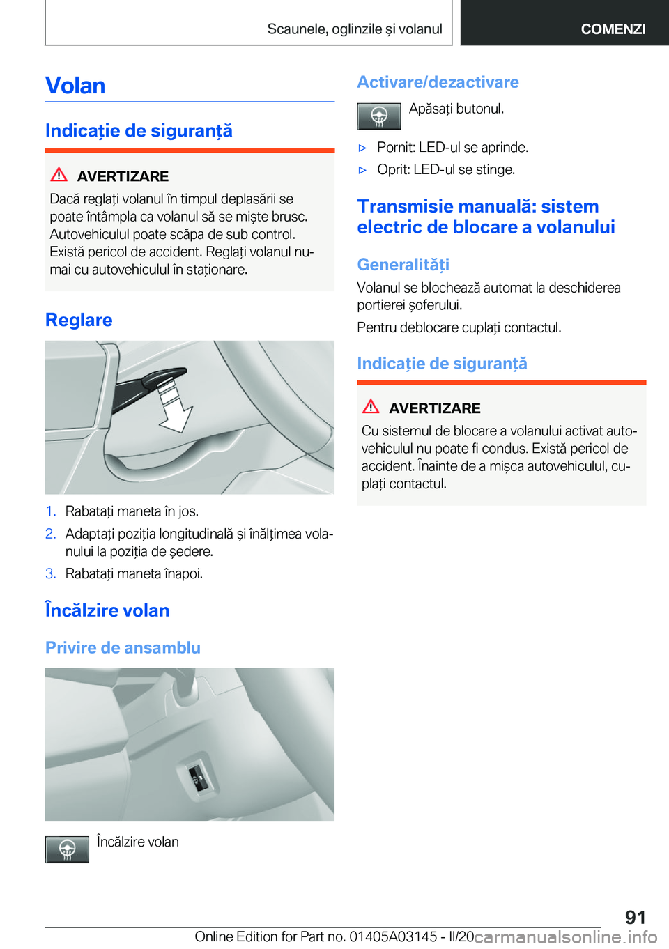 BMW M4 2020  Ghiduri De Utilizare (in Romanian) �V�o�l�a�n
�I�n�d�i�c�a�i�e��d�e��s�i�g�u�r�a�n�