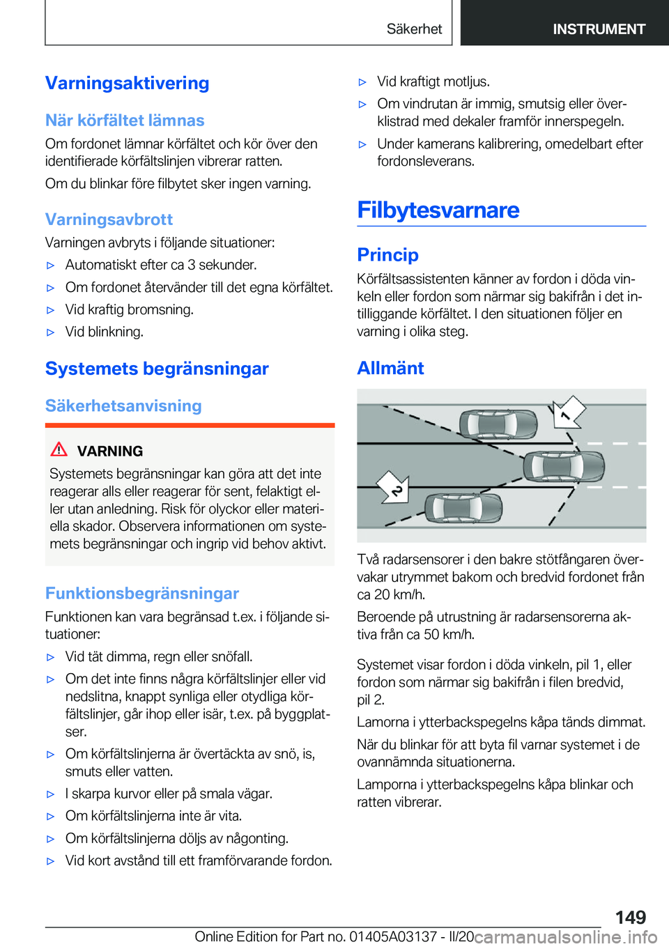 BMW M4 2020  InstruktionsbÖcker (in Swedish) �V�a�r�n�i�n�g�s�a�k�t�i�v�e�r�i�n�g�N�ä�r��k�