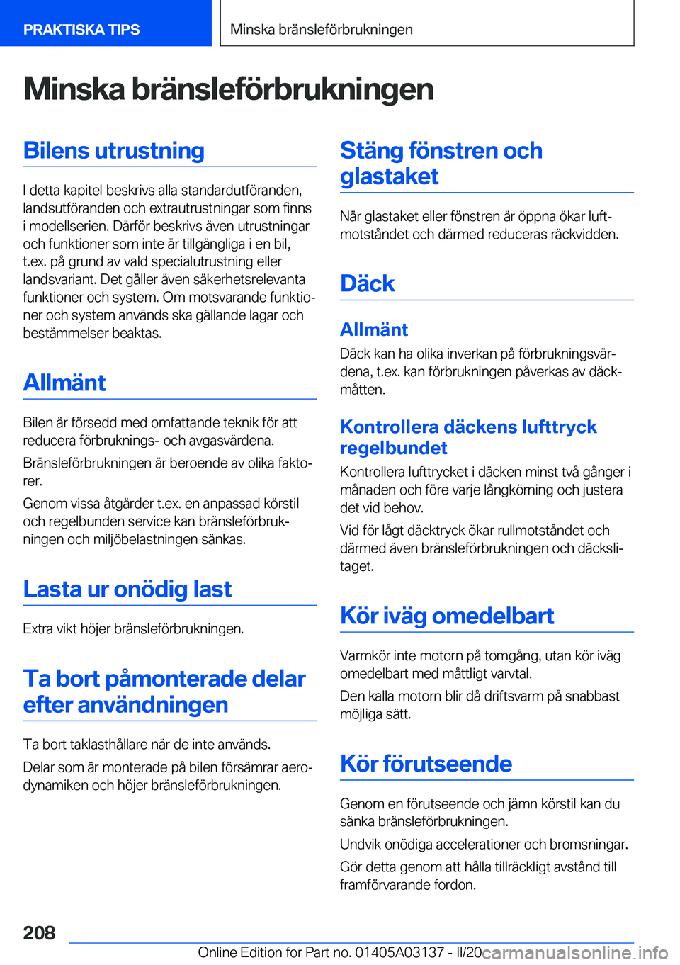 BMW M4 2020  InstruktionsbÖcker (in Swedish) �M�i�n�s�k�a��b�r�ä�n�s�l�e�f�