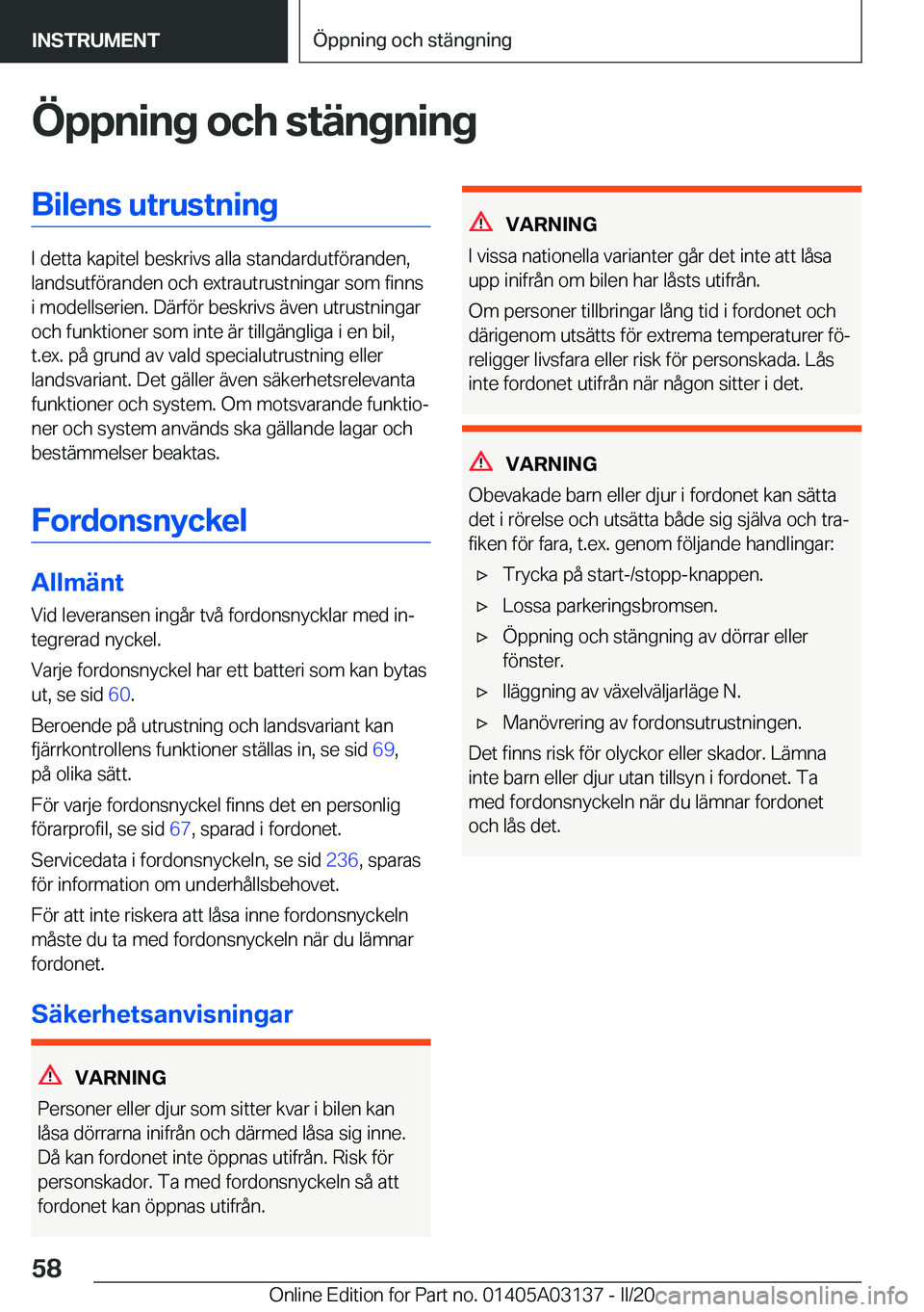 BMW M4 2020  InstruktionsbÖcker (in Swedish) �