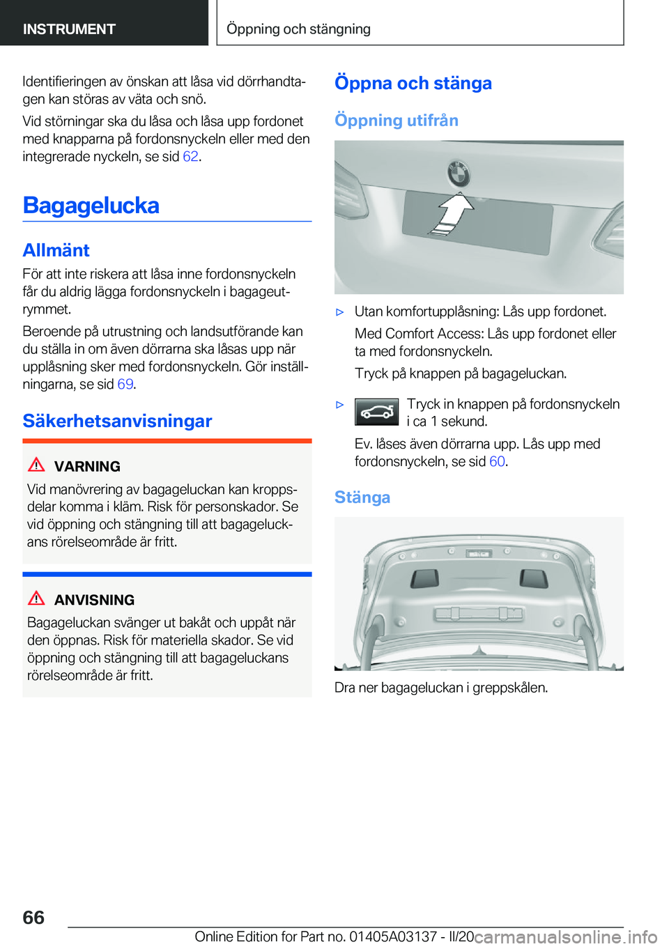 BMW M4 2020  InstruktionsbÖcker (in Swedish) �I�d�e�n�t�i�f�i�e�r�i�n�g�e�n��a�v��