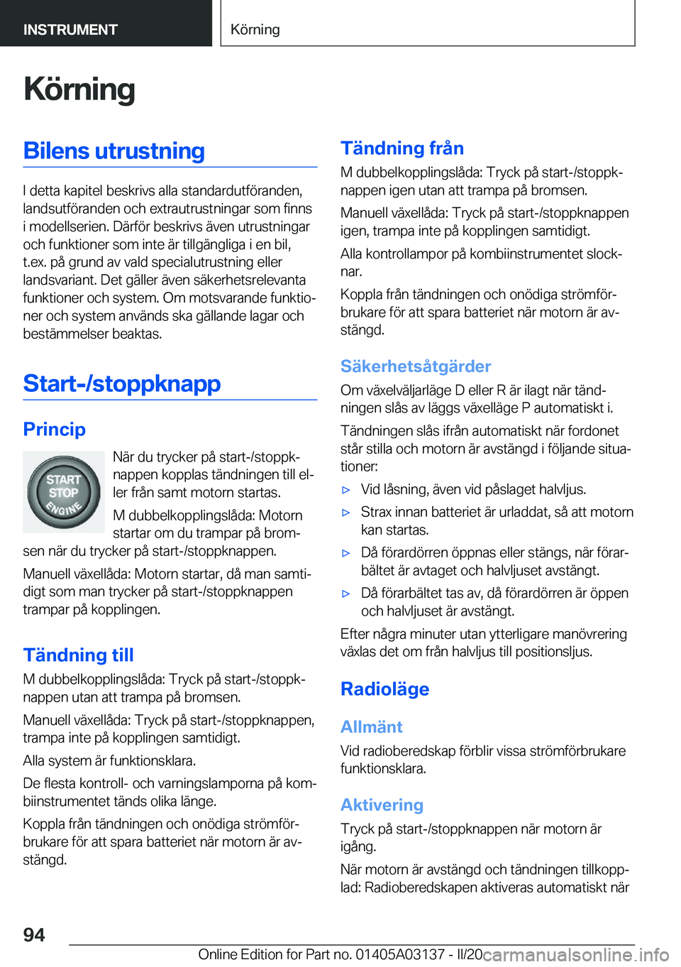 BMW M4 2020  InstruktionsbÖcker (in Swedish) �K�