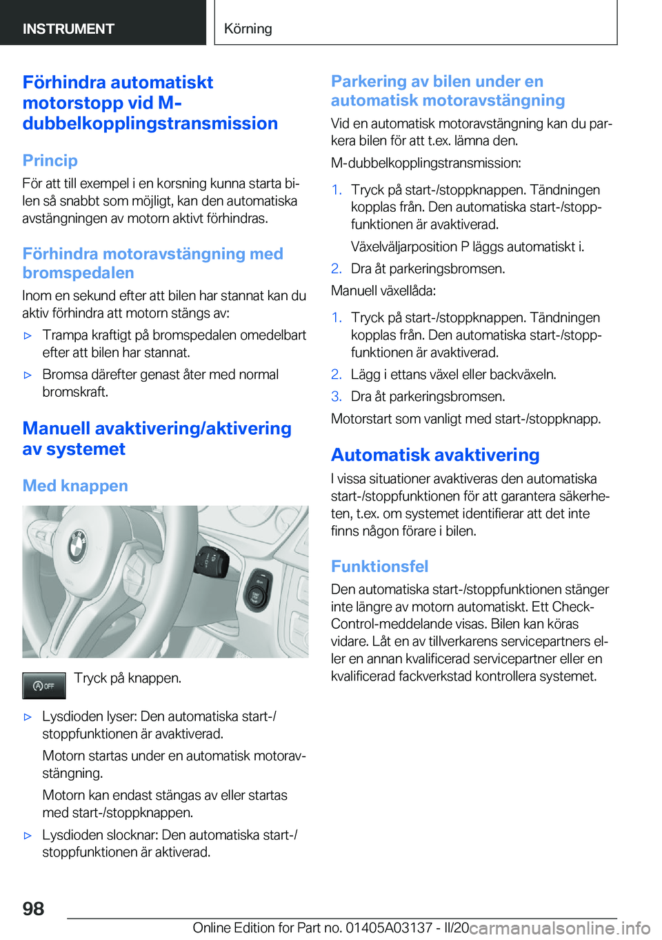 BMW M4 2020  InstruktionsbÖcker (in Swedish) �F�