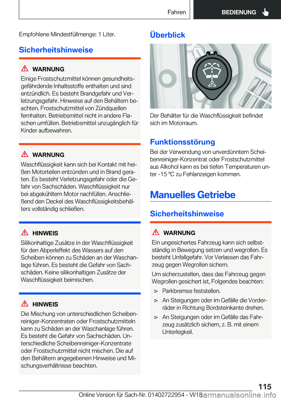 BMW M4 2019  Betriebsanleitungen (in German) �E�m�p�f�o�h�l�e�n�e��M�i�n�d�e�s�t�f�